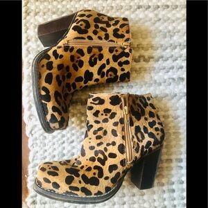 Vogue animal print calf skin leather ankle  booties